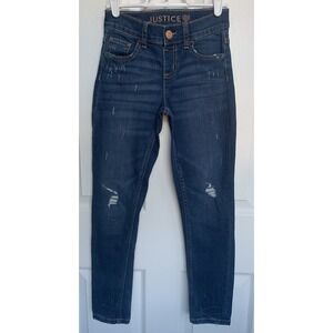 Justice Girls Dark Wash Distressed Size‎ 10 Skinny Jeans
